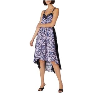 Koché Collective Sz 2 Purple Black Leopard Print Hi Low Asymmetrical‎ Dress